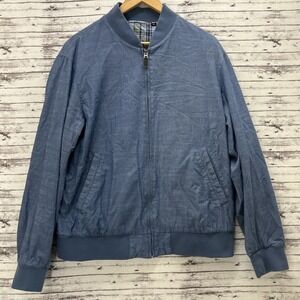Uniqlo Bomber Jacket Men's XL Casual Lightweight Full Zip Blue Chambray